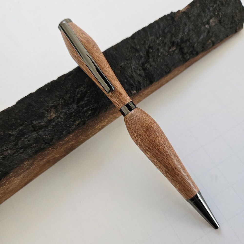 Sapale Wood Pen Gunmetal Trim Twist Ballpoint with Black Ink Refill Handcrafted
